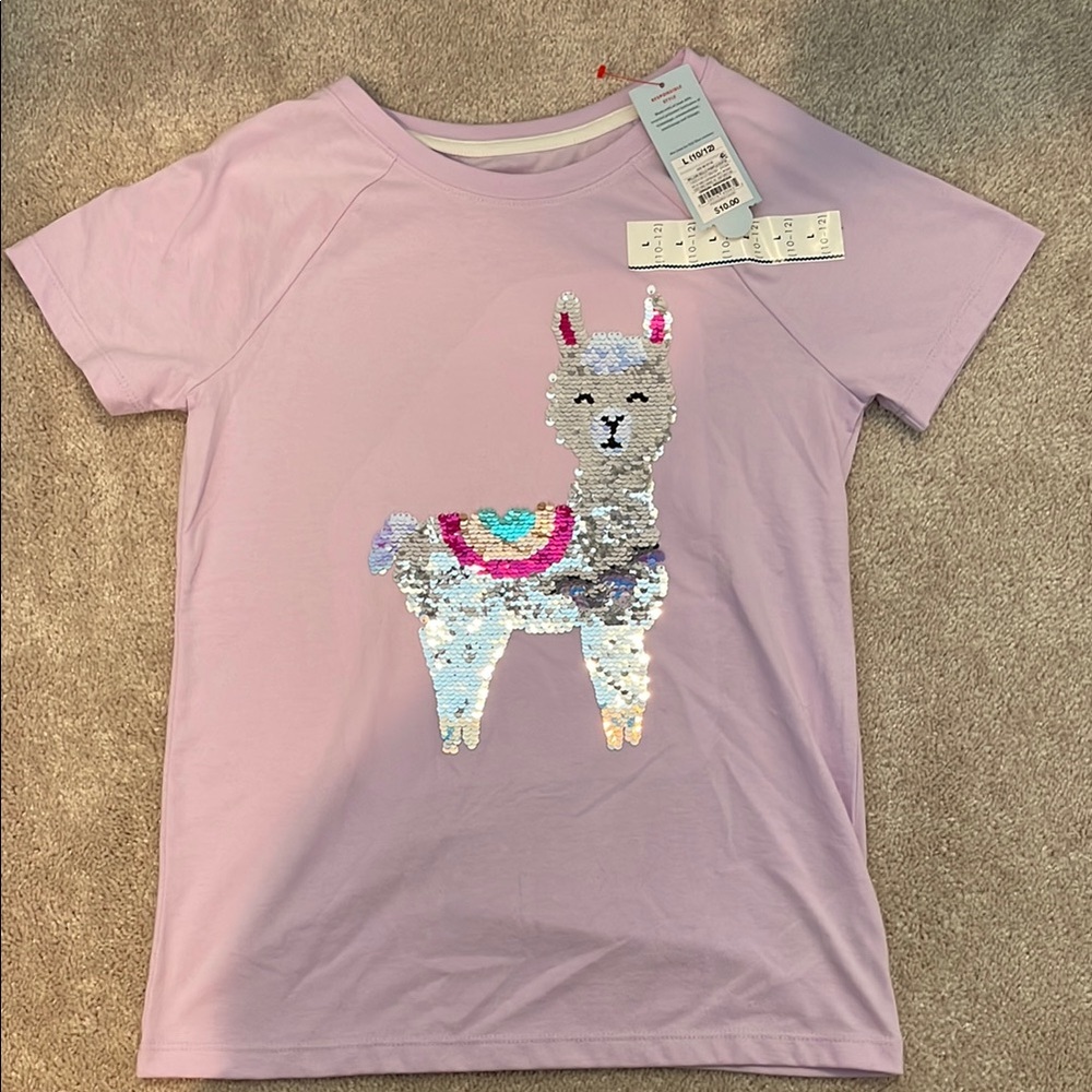 Cat & Jack Pink Llama Tee Short Sleeve